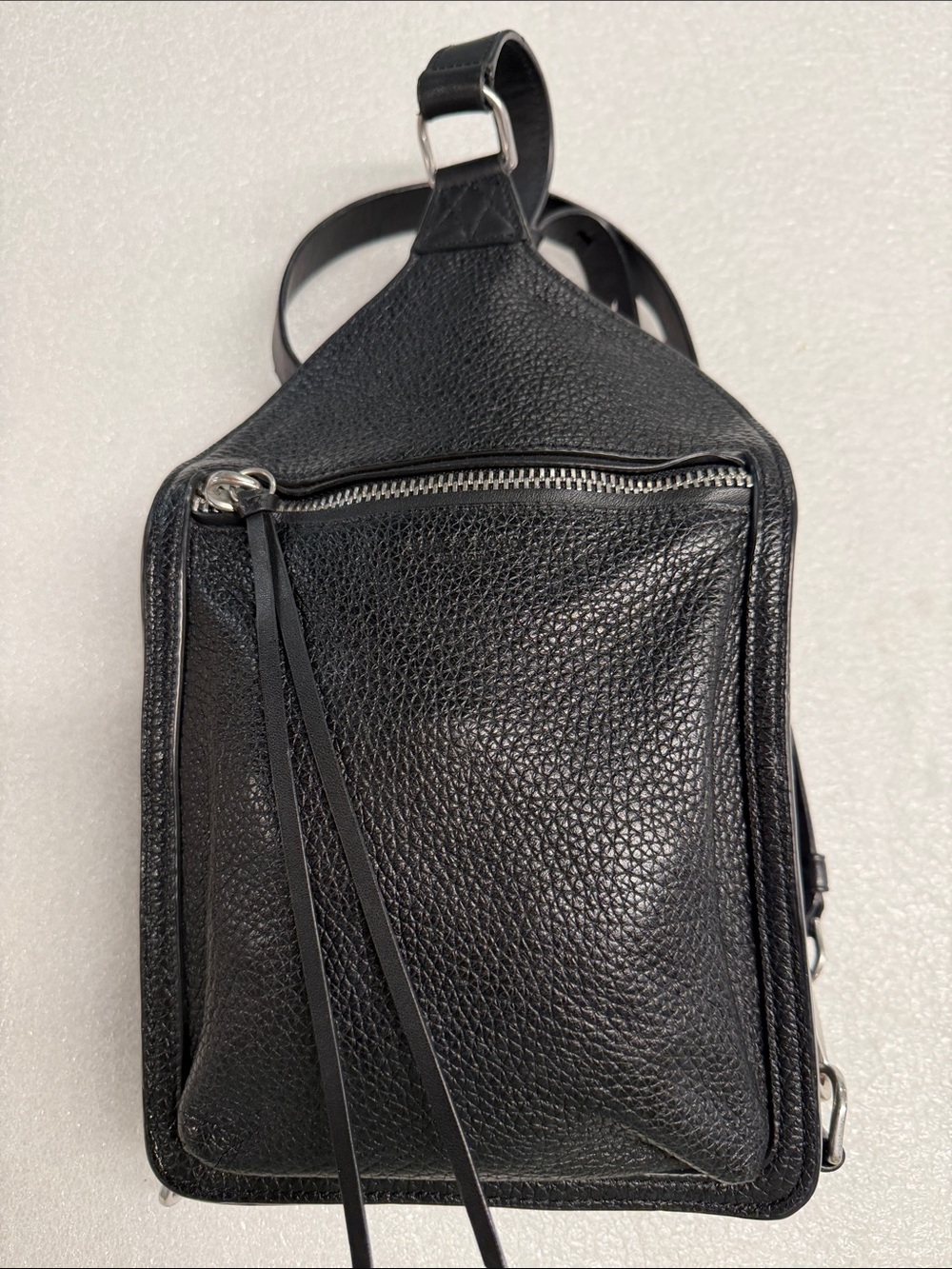 Men's Black Leather Sling Bag - Minimalist Crossbody